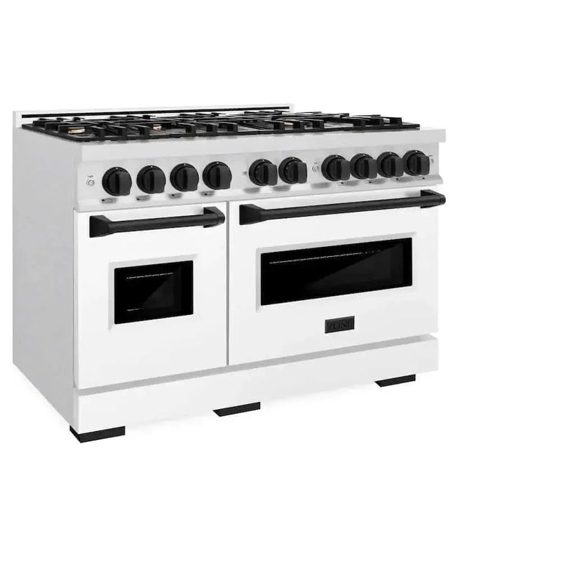 ZLINE 48" Dual Fuel Range, Gas Cooktop, Electric Convection Oven DuraSnow® Stainless Steel, Matte Black CDRSZ-48-MB by Farmhouse Kitchen and Bath