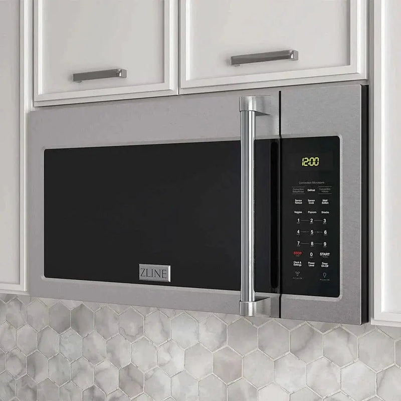 ZLINE 30" Recirculating Over the Range Convection Microwave with Traditional Handle and Charcoal Filters in Fingerprint Resistant SS MWO-OTRCFH-30-SS by Farmhouse Kitchen and Bath