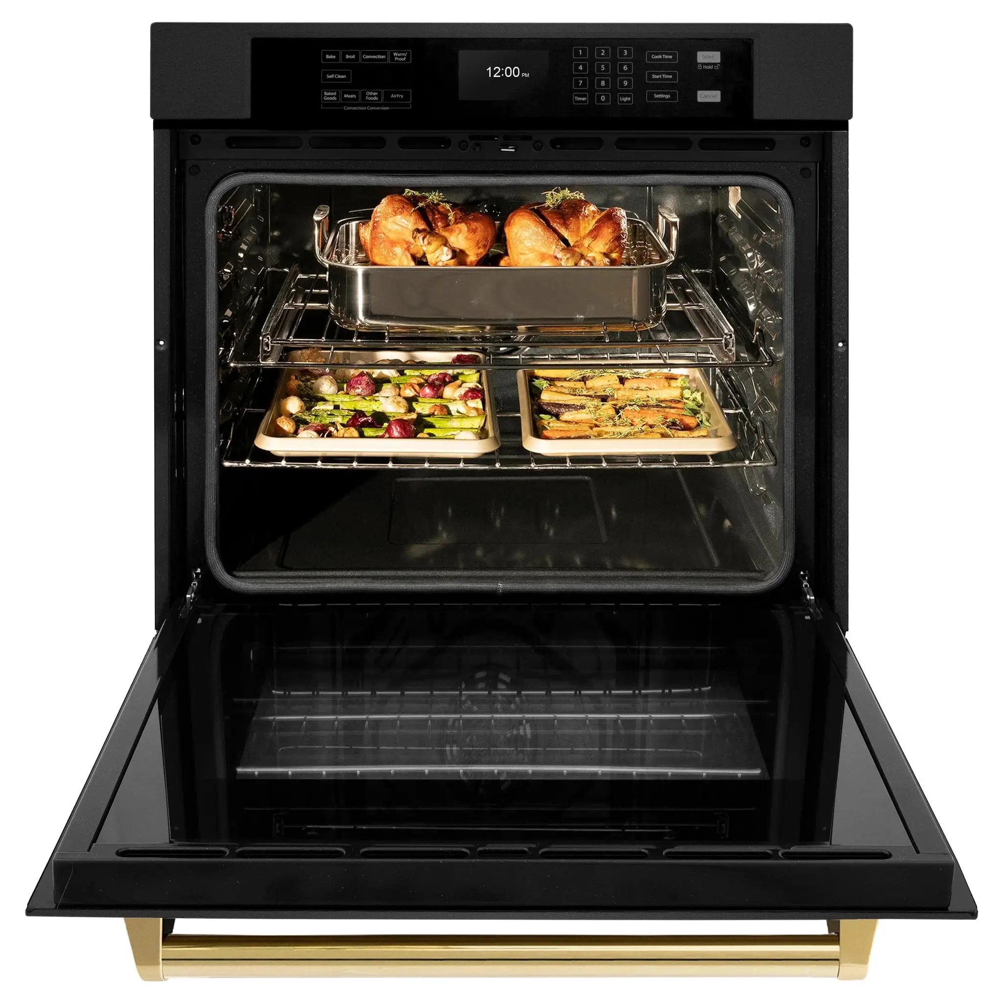 ZLINE 30 ". Professional True Convection Single Wall Oven, Air Fry, Self Clean, Black Stainless Steel, Gold WASBZ-30-G by Farmhouse Kitchen and Bath