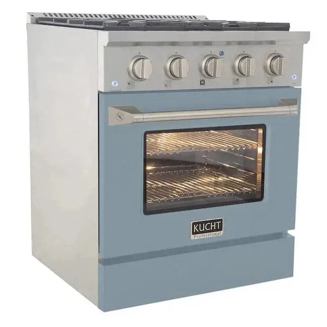 Kucht 30" Gas Range in Stainless Steel with Light Blue Oven Door, KNG301-LB by Farmhouse Kitchen and Bath