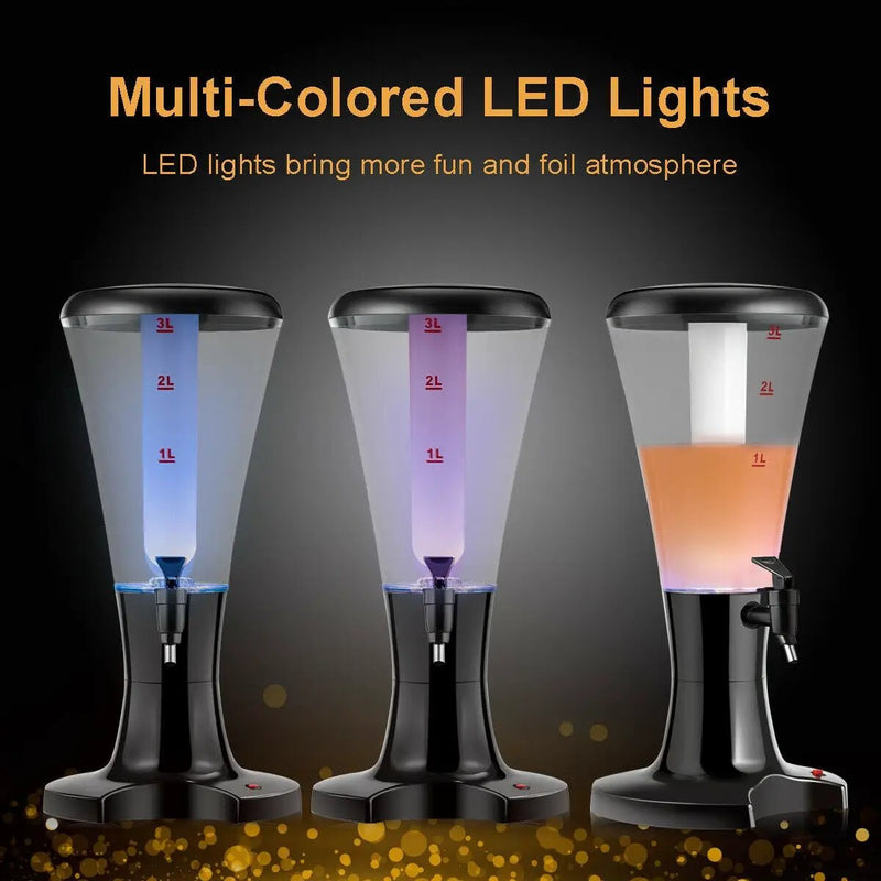 Set of 2 3L Draft Beer Tower Dispenser with LED Lights by DirectDeals