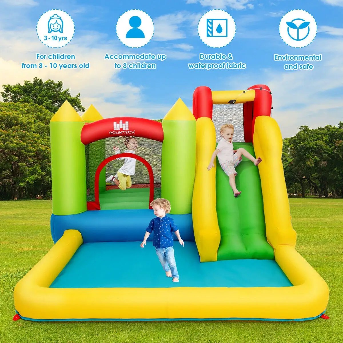 Inflatable Bounce House Water Slide Jump Bouncer without Blower by DirectDeals