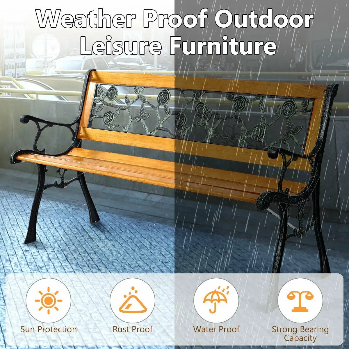 49 1/2 Inch Patio Park Garden Porch Chair Bench by DirectDeals