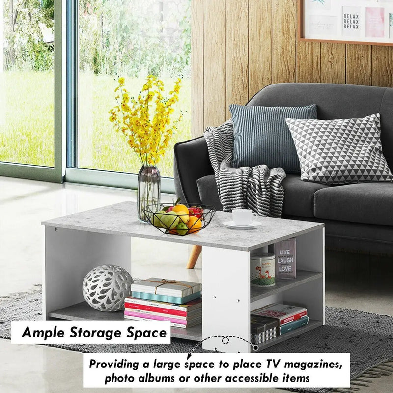 Coffee Table Sofa Side Table with Storage Shelves by DirectDeals