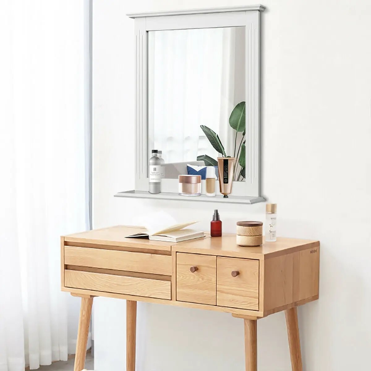 Wall-Mounted Multipurpose Vanity Mirror with Shelf by DirectDeals