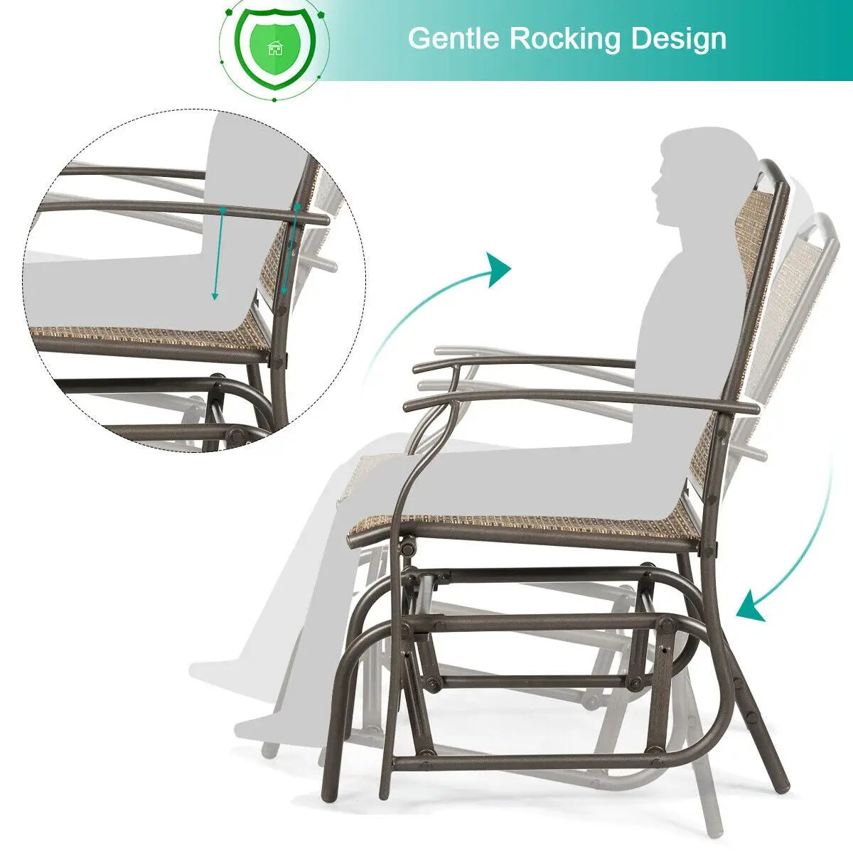 2 Pieces Patio Swing Single Glider Chair Rocking Seating by DirectDeals