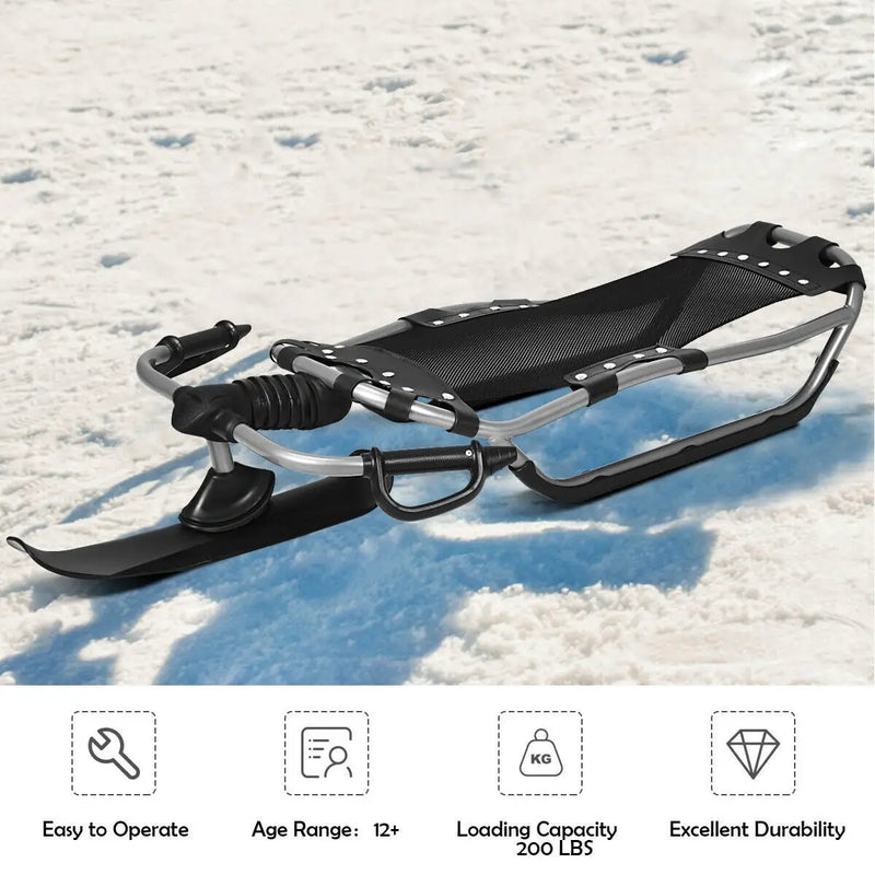 Snow Racer Sled with Textured Grip Handles and Mesh Seat by DirectDeals