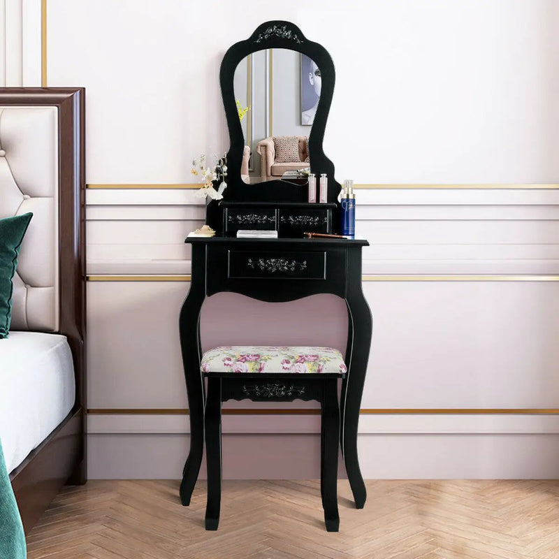 Makeup Dressing Table and Bench 3 Drawers and Cushioned Stool for Girls by DirectDeals