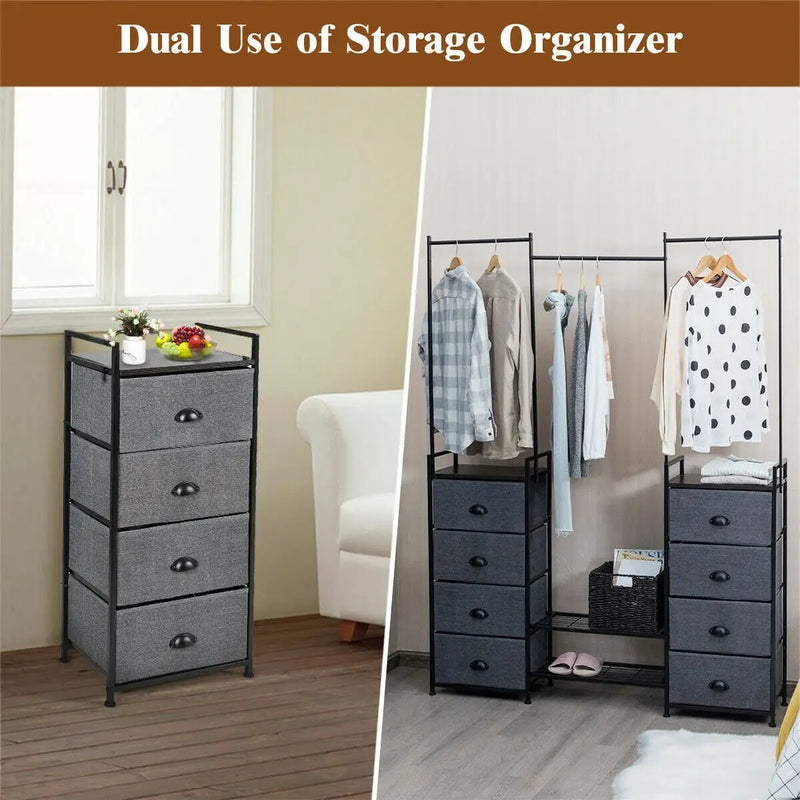 3-in-1 Portable Multifunctional Dresser with 8 Fabric Drawers and Metal Rack by DirectDeals