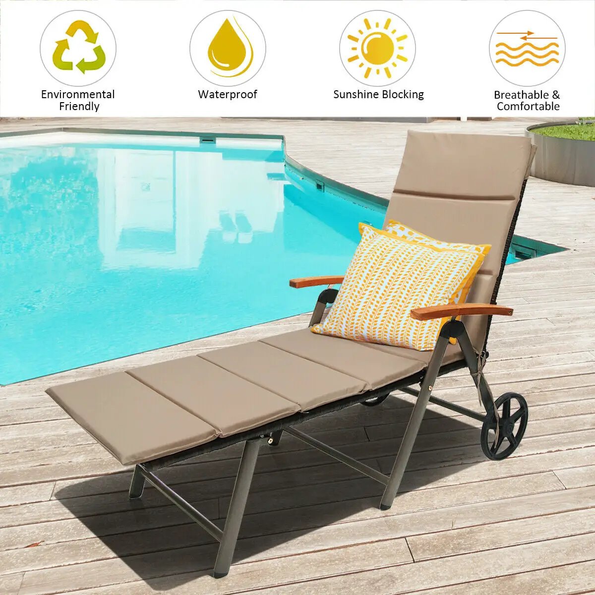 Outdoor Chaise Lounge Chair Rattan Lounger Recliner Chair by DirectDeals