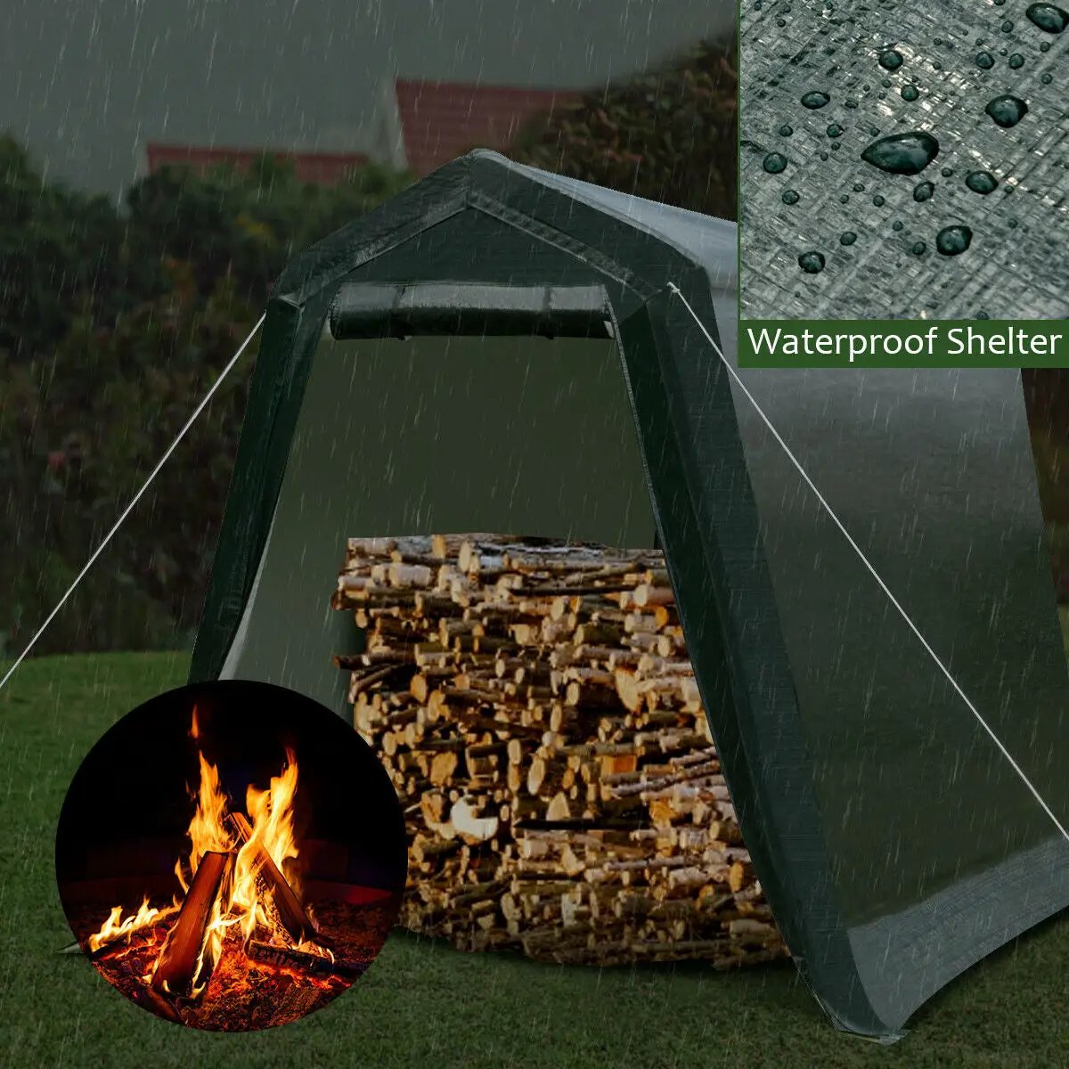 Outdoor Carport Shed with Sidewalls and Waterproof Ripstop Cover by DirectDeals