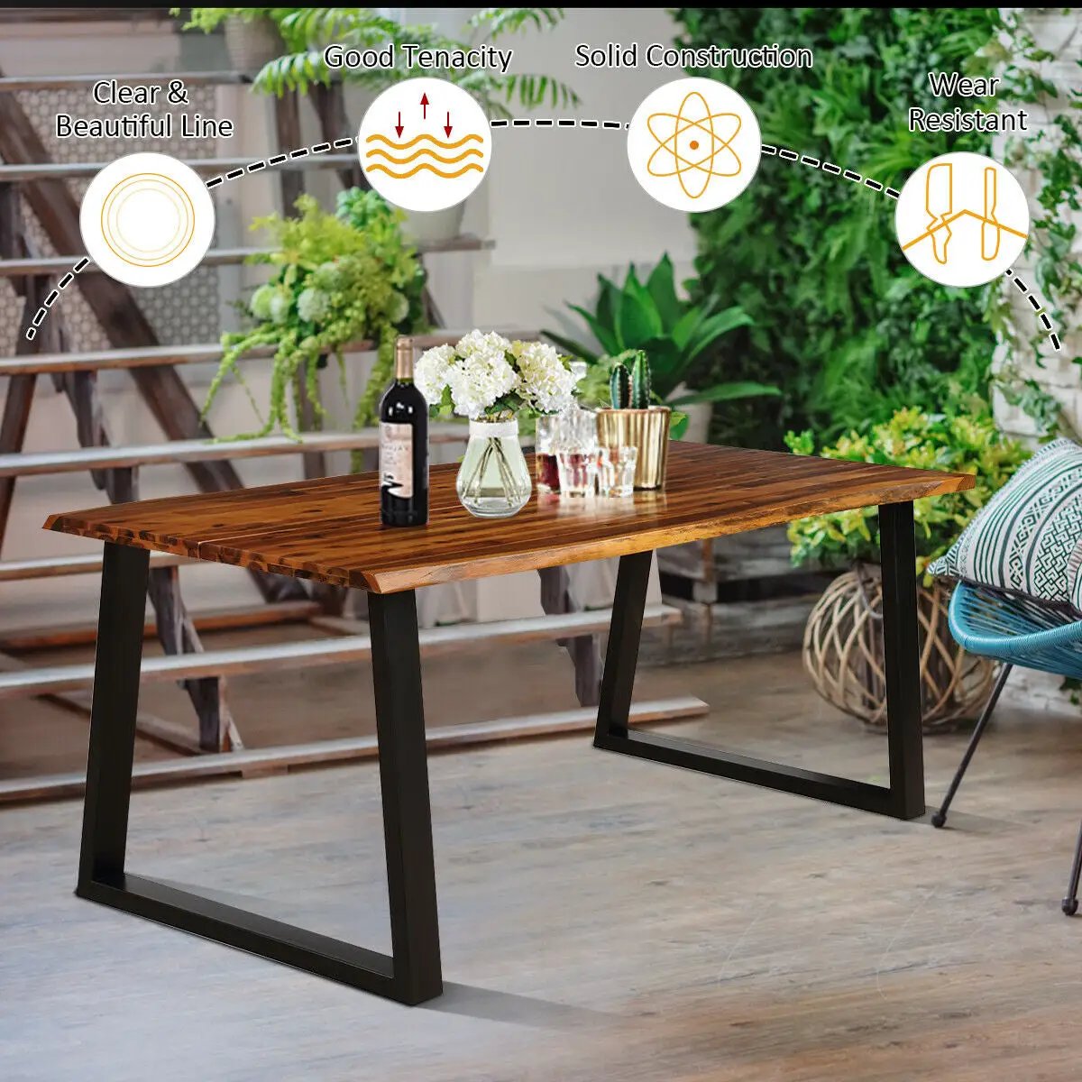 Rectangular Acacia Wood Dining Table by DirectDeals