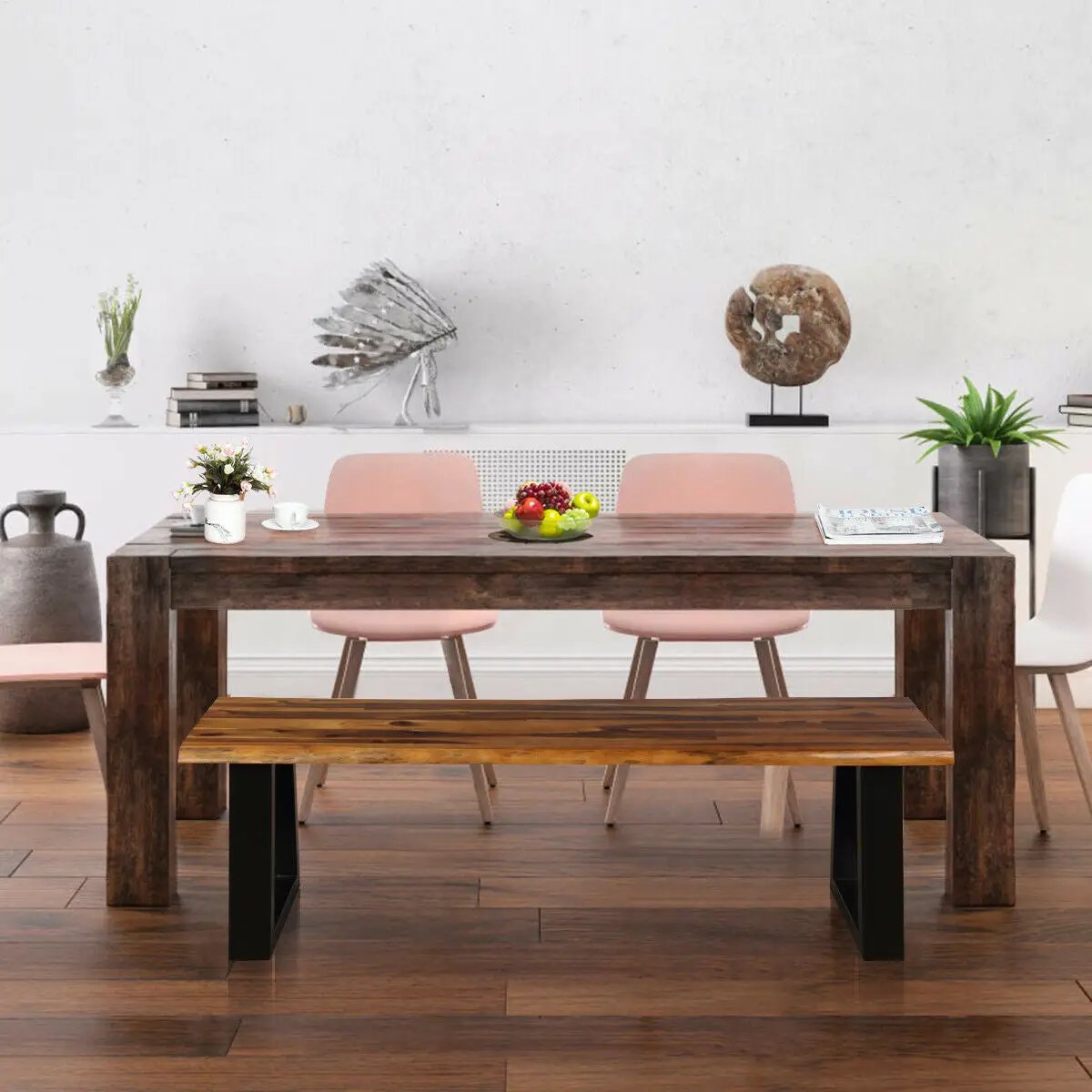 Solid Acacia Wood Patio Bench Dining Bench Seating Chair by DirectDeals