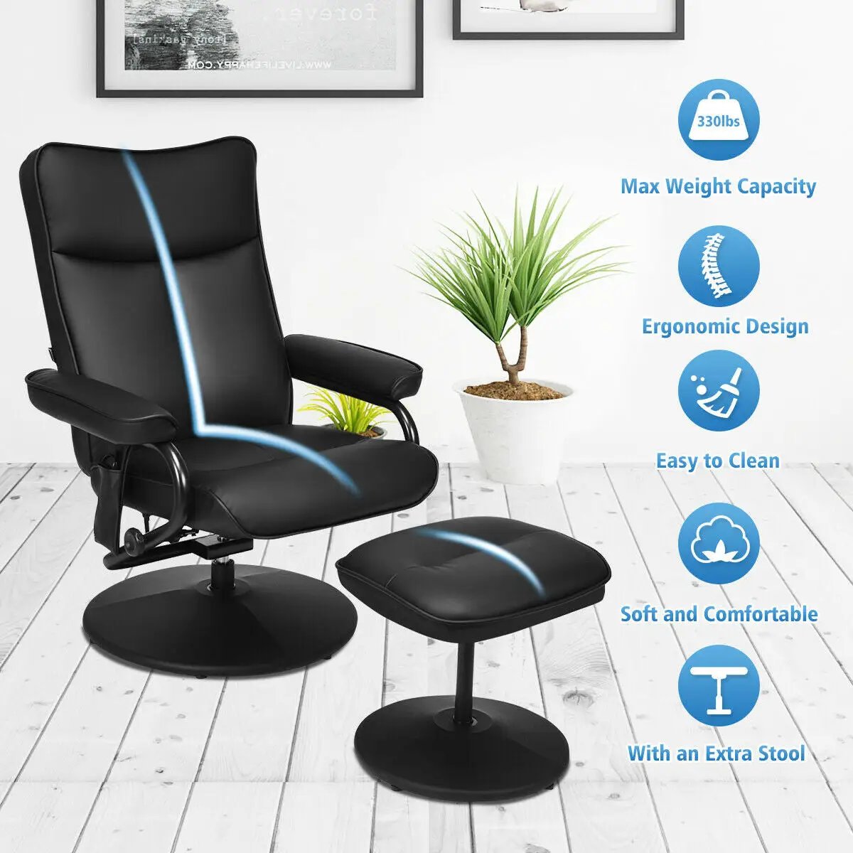Electric Massage Recliner Chair with Ottoman and Remote Control by DirectDeals