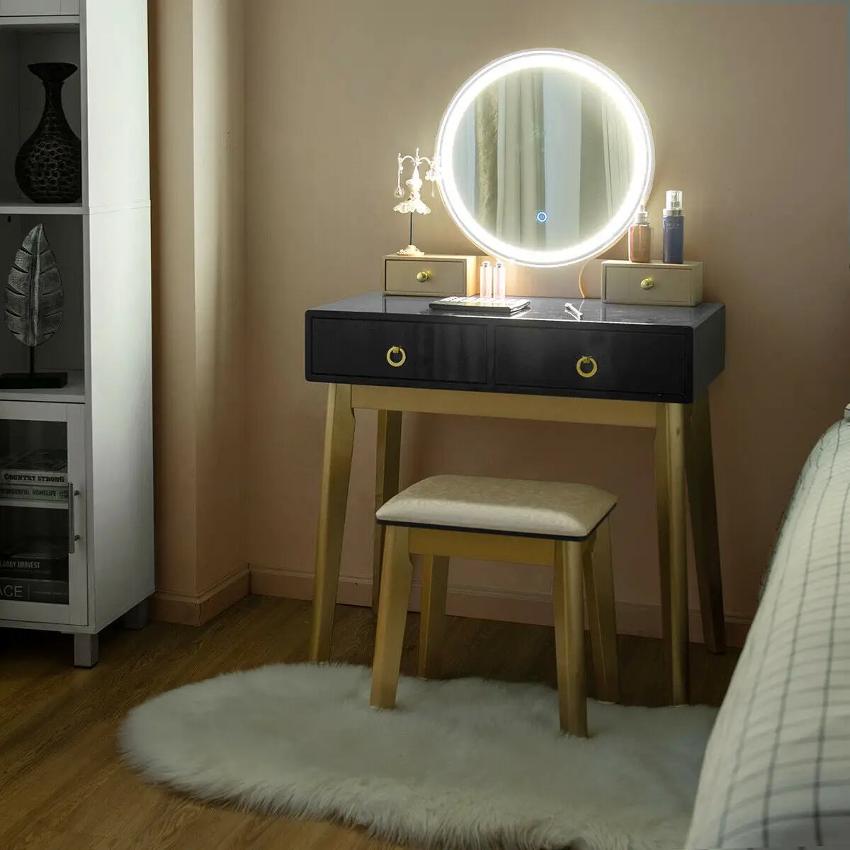 Makeup Vanity Table Set 3 Color Lighting Dressing Table by DirectDeals