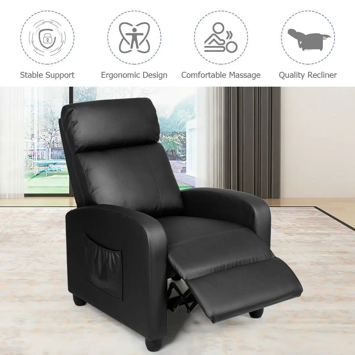 Recliner Sofa Wingback Chair with Massage Function by DirectDeals