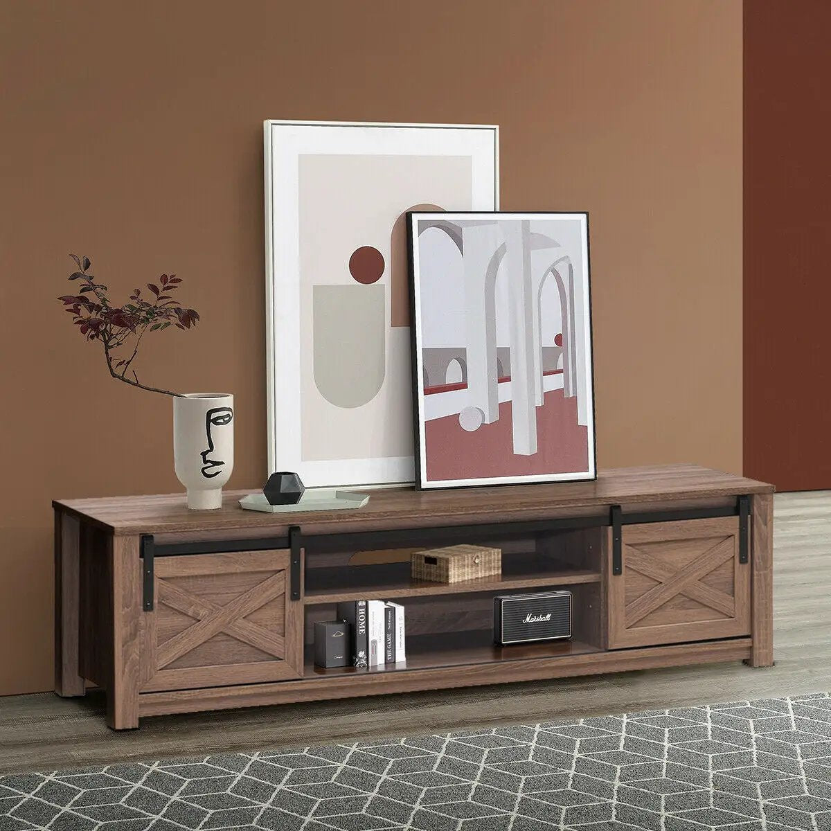 65 Inch Flat Sliding Barn Door TV Stand by DirectDeals