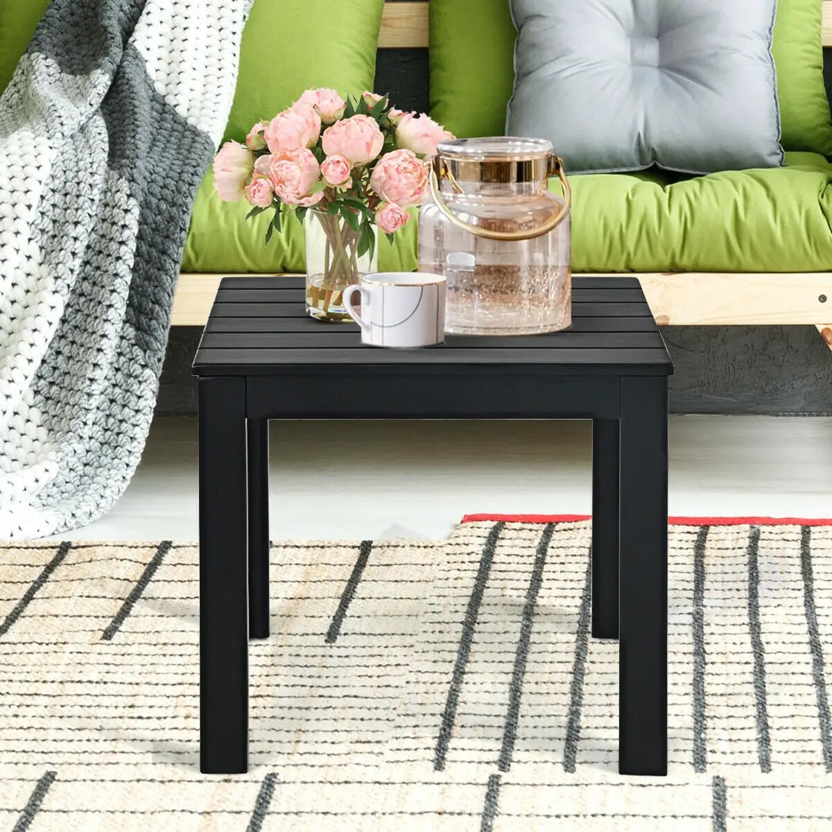 Wooden Square Patio Coffee Bistro Table by DirectDeals