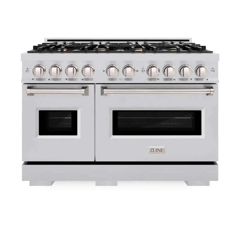 ZLINE 48"Classic Double Oven Gas Range, Stainless Steel, Brass Burners, CGR-BR-48 by Farmhouse Kitchen and Bath