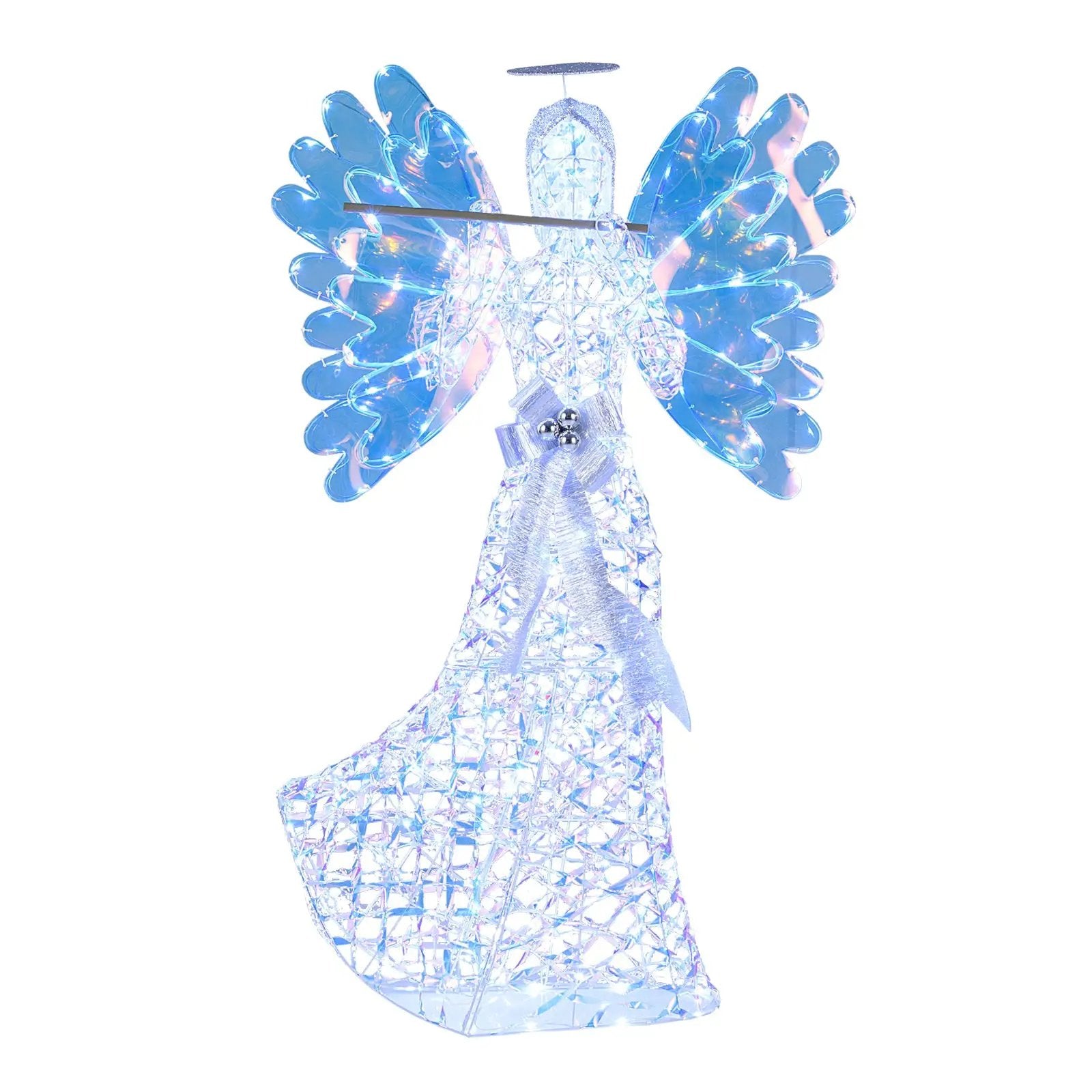 5.2 FT Lighted Angel Christmas Decoration 3D Glittering Halo Angel with Flute by DirectDeals