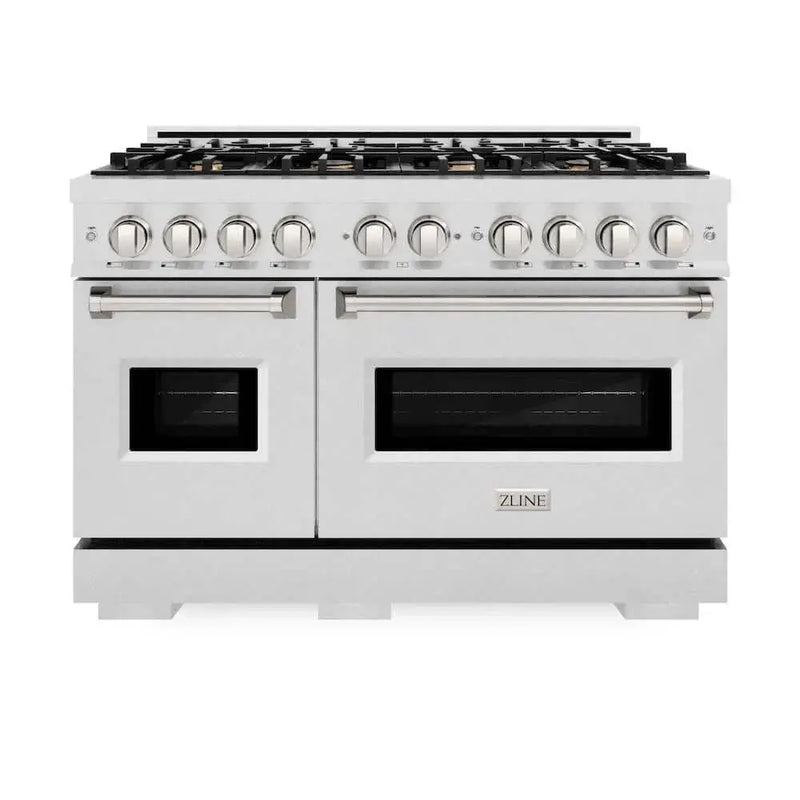 ZLINE 48" Classic Gas Range, Convection Gas Oven DuraSnow® Stainless Steel, Brass Burners CGRS-BR-48 by Farmhouse Kitchen and Bath