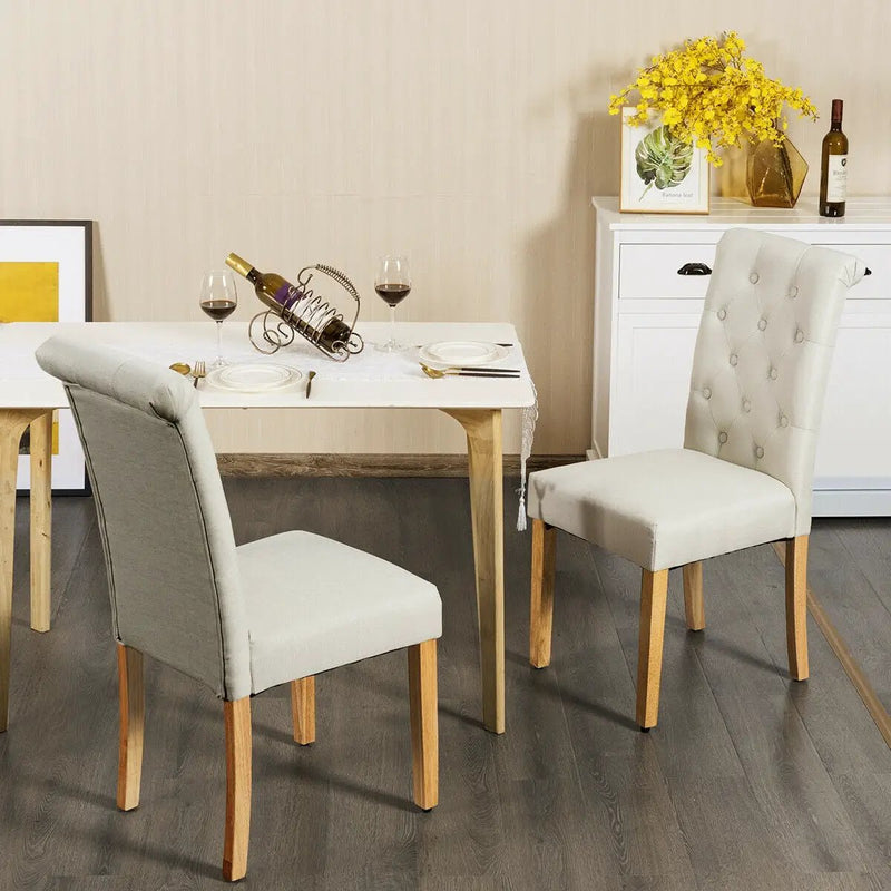 2 Pieces Tufted Dining Chair Set with Adjustable Anti-Slip Foot Pads by DirectDeals
