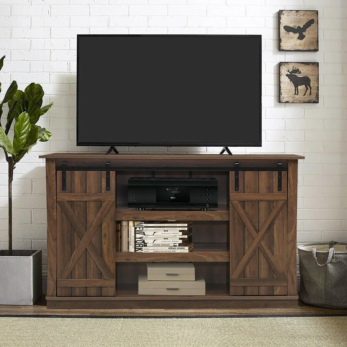 Sliding Barn TV Stand Console Table by DirectDeals