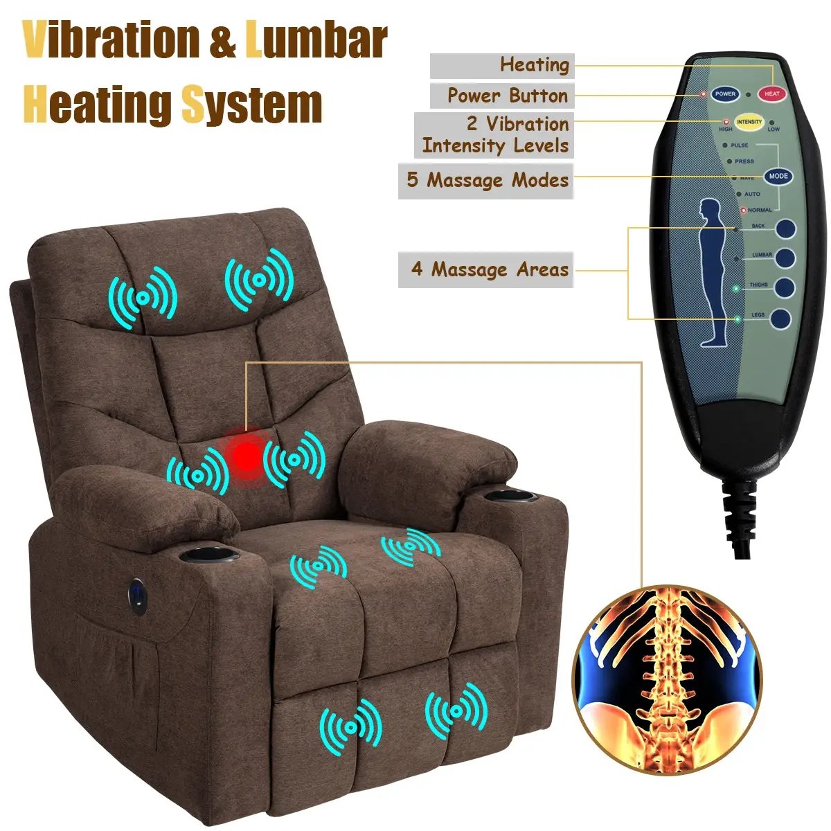 Electric Power Lift Recliner Massage Sofa by DirectDeals