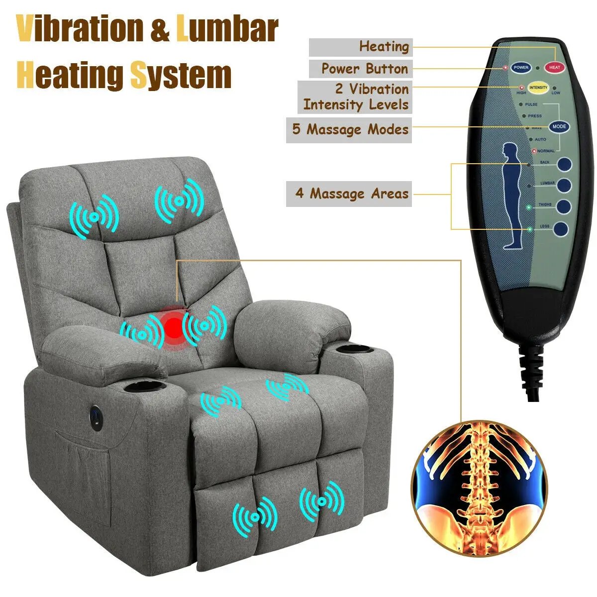 Electric Power Lift Recliner Massage Sofa by DirectDeals