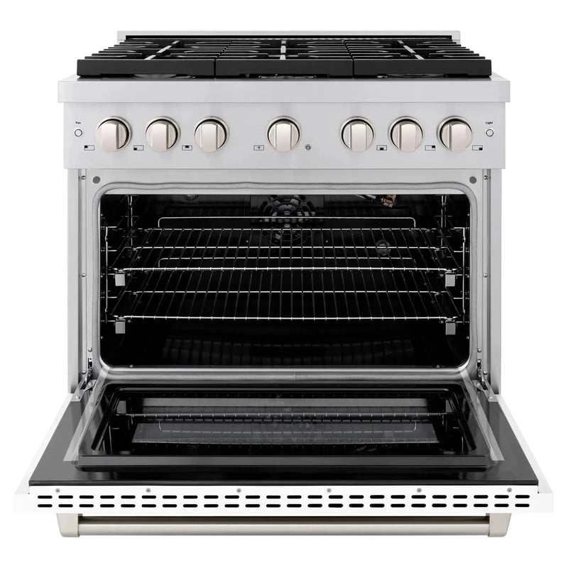 ZLINE 36"Paramount Dual Fuel Range Stainless Steel, White Matte, SDR-WM-36 by Farmhouse Kitchen and Bath