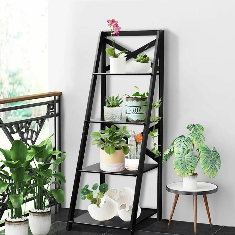 2 Pieces 4-Tier Wood Display Storage Bookshelf Set by DirectDeals