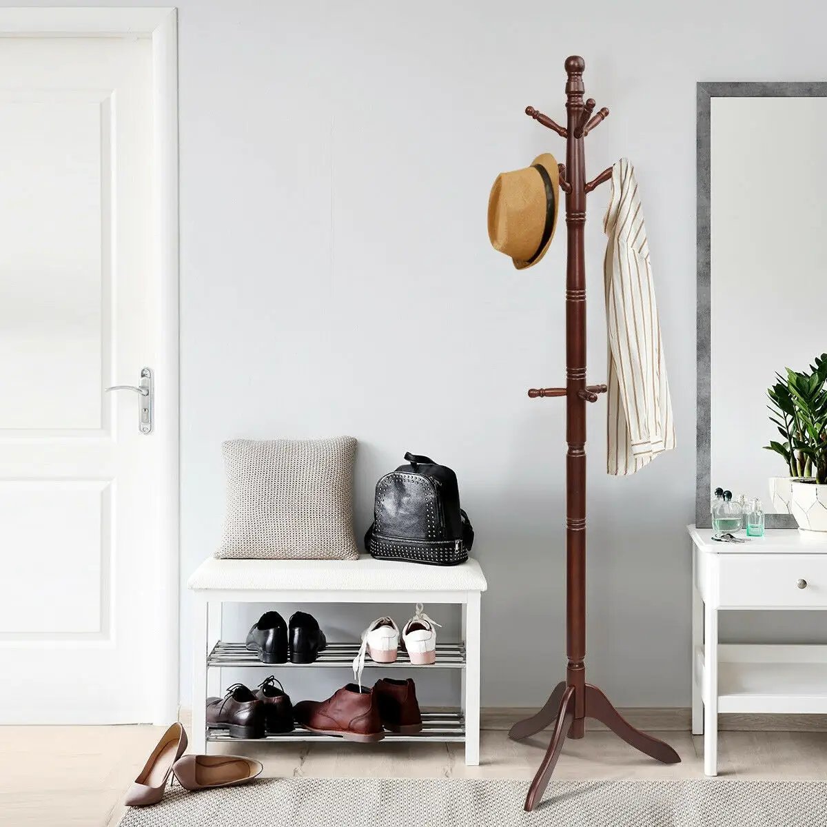 Entryway Height Adjustable Coat Stand with 9 Hooks by DirectDeals