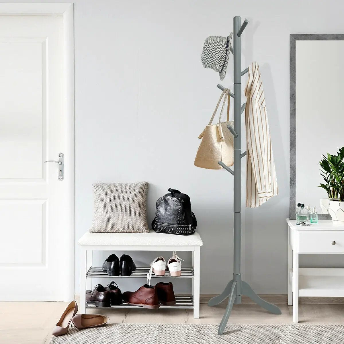 Adjustable Wooden Tree Coat Rack with 8 Hooks by DirectDeals