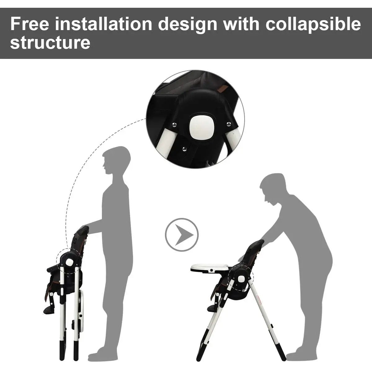Foldable High chair with Multiple Adjustable Backrest by DirectDeals