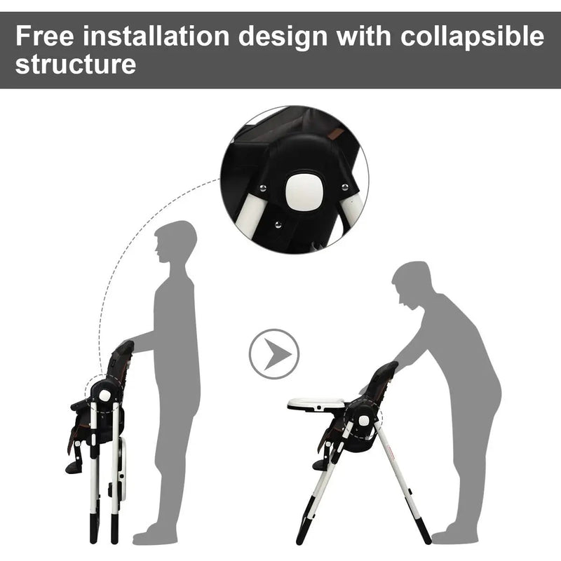 Foldable High chair with Multiple Adjustable Backrest by DirectDeals
