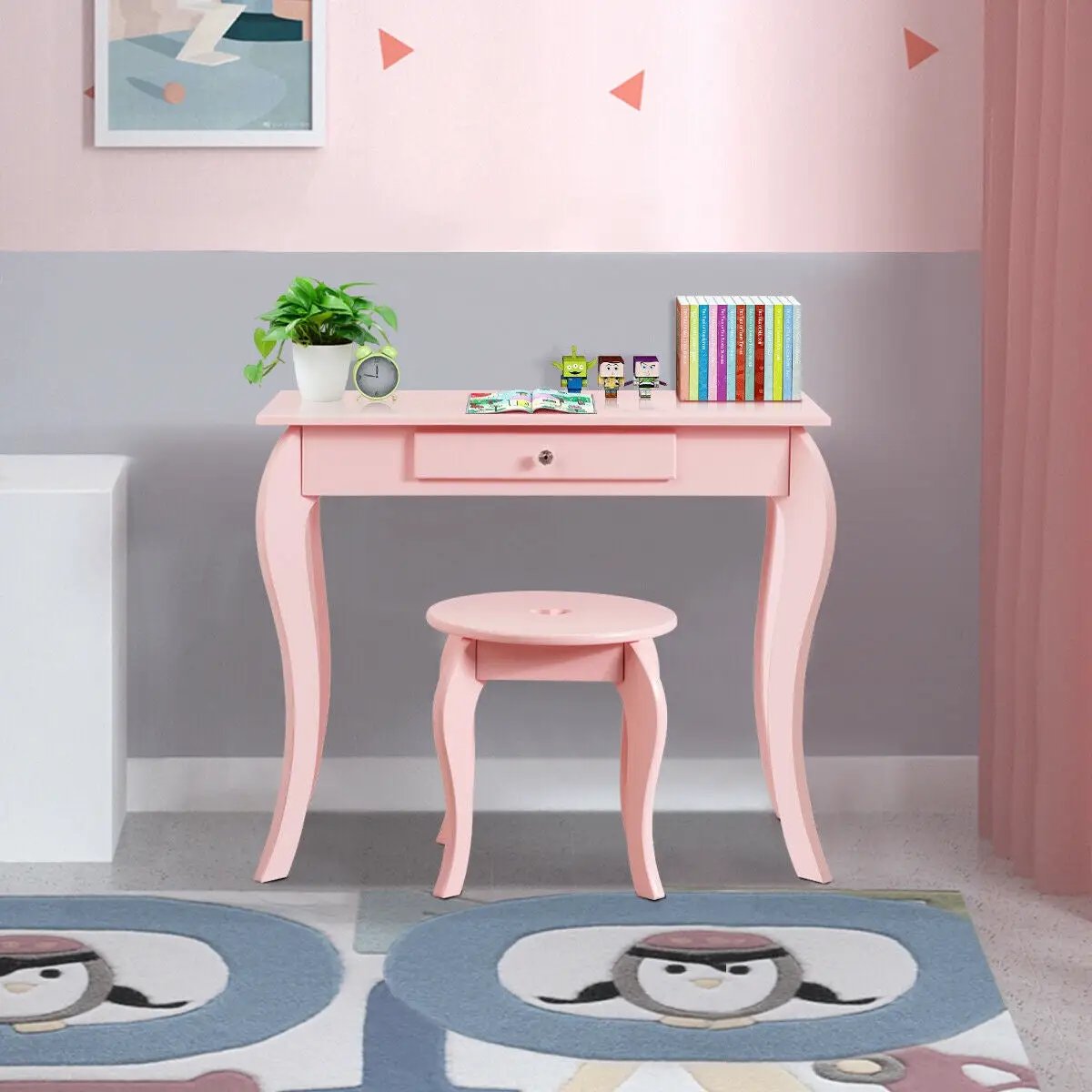 Kids Princess Makeup Dressing Play Table Set with Mirror by DirectDeals