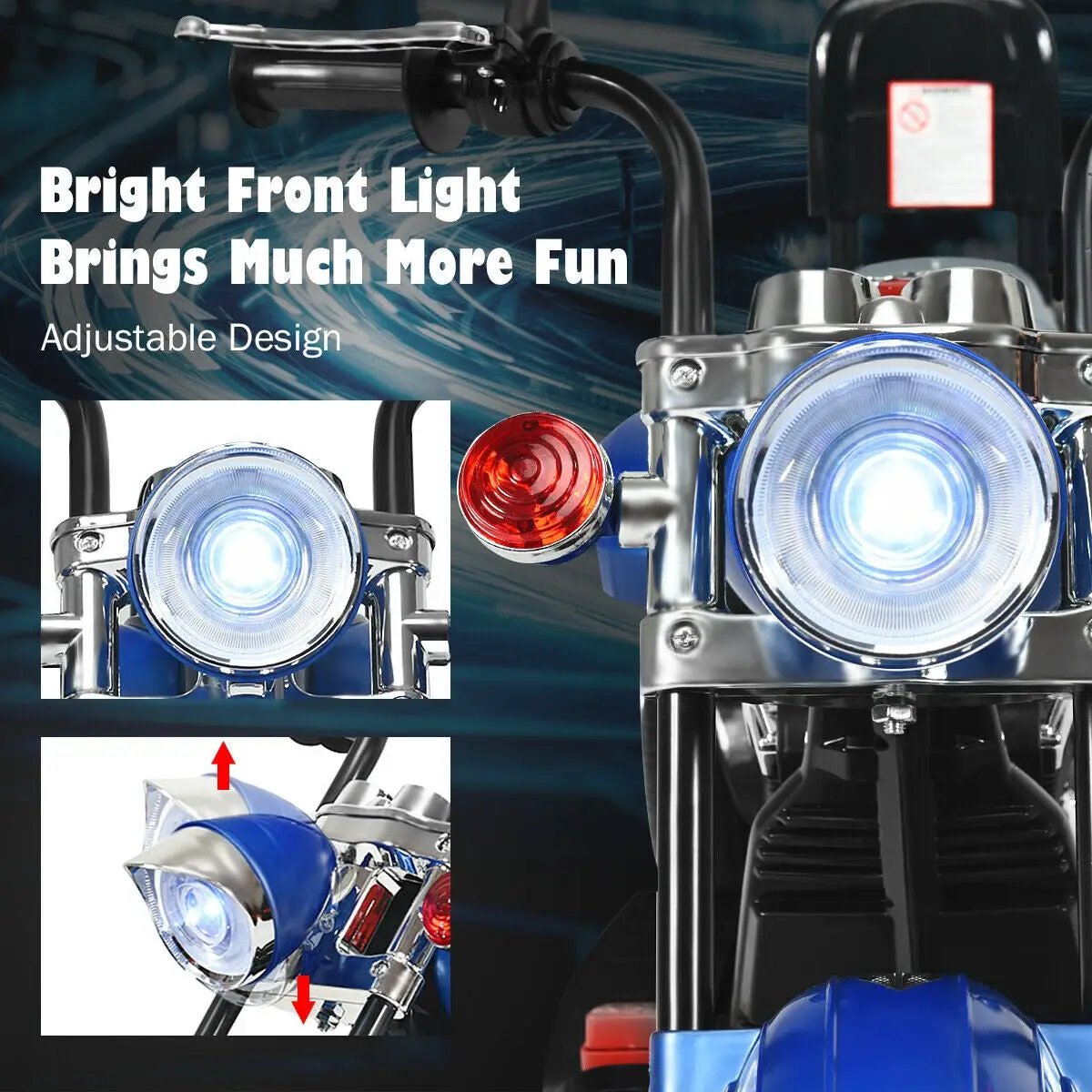 6V Powered Toddler 3-Wheel Motorbike Ride On Toy with Horn and Headlight-Black and White by DirectDeals