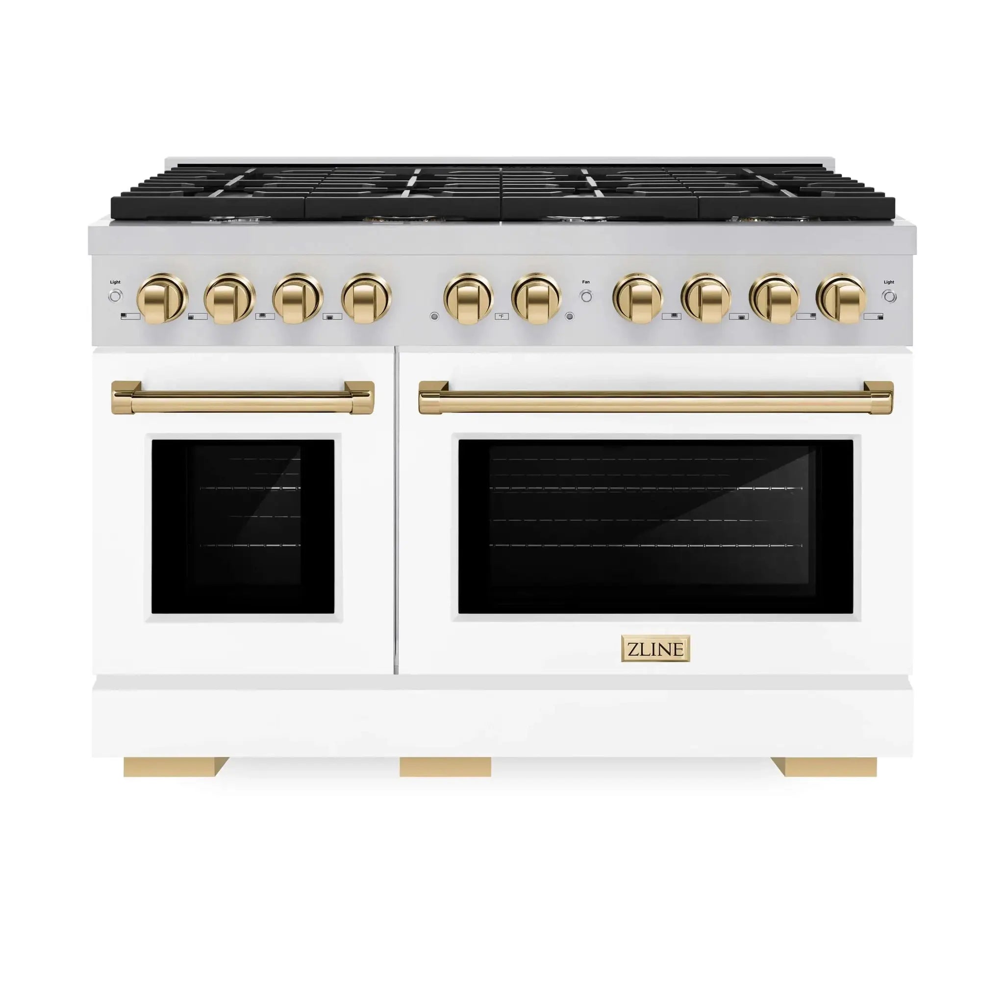 ZLINE 48"Paramount Dual Fuel Range White Matte Gold SDRZ-WM-48-G by Farmhouse Kitchen and Bath