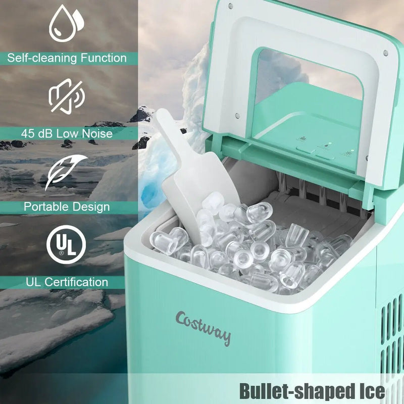 Portable Countertop Ice Maker Machine with Scoop-Green by DirectDeals