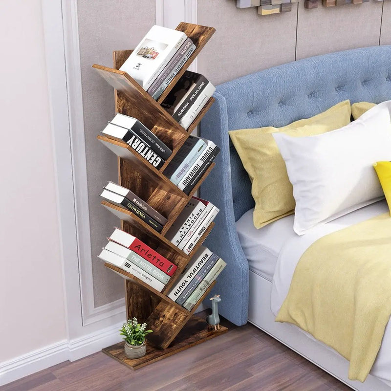 8-Tier Free Standing Tree Bookshelf-Coffee by DirectDeals
