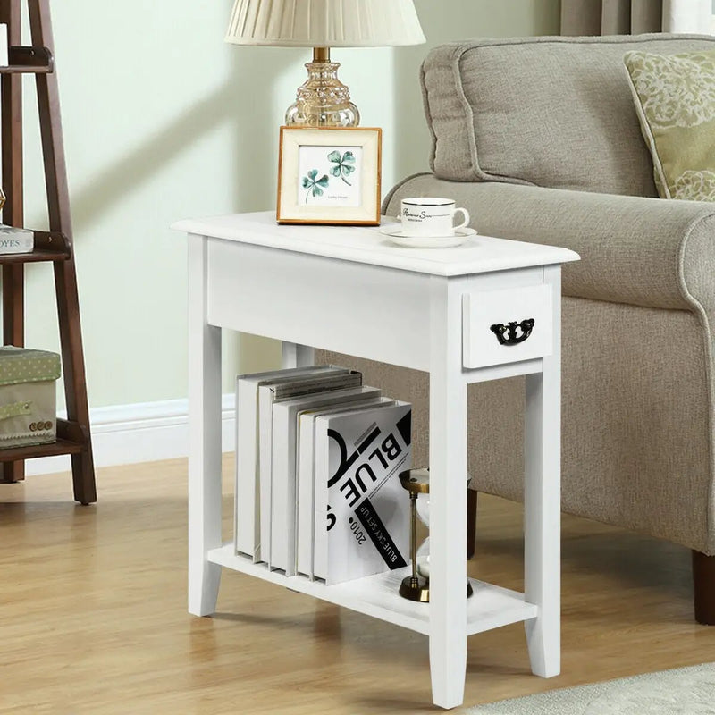 End Table Bedside Sofa End Table Narrow Nightstand with Wooden Legs by DirectDeals