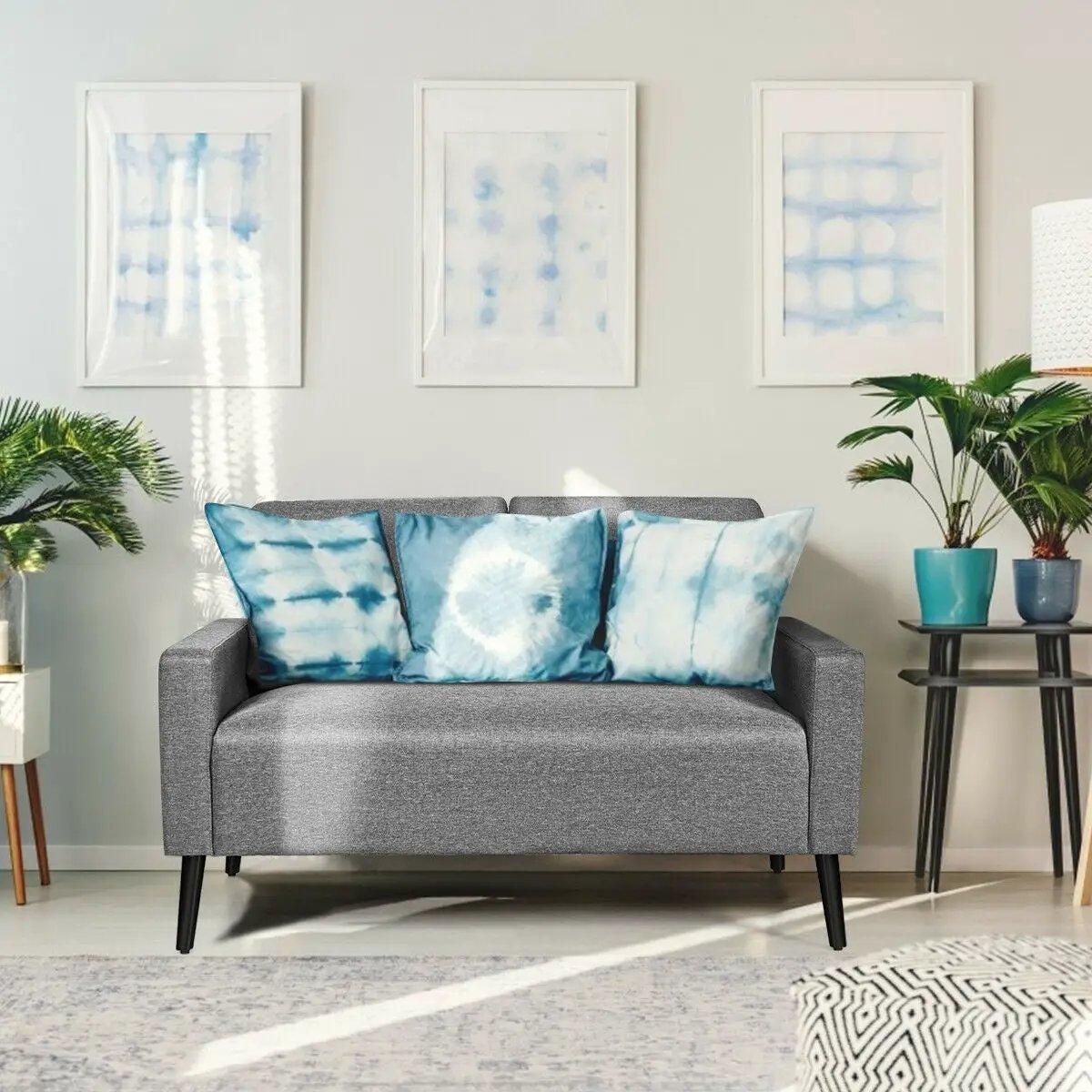55 Inch Modern Loveseat Sofa with Cloth Cushion-Gray by DirectDeals