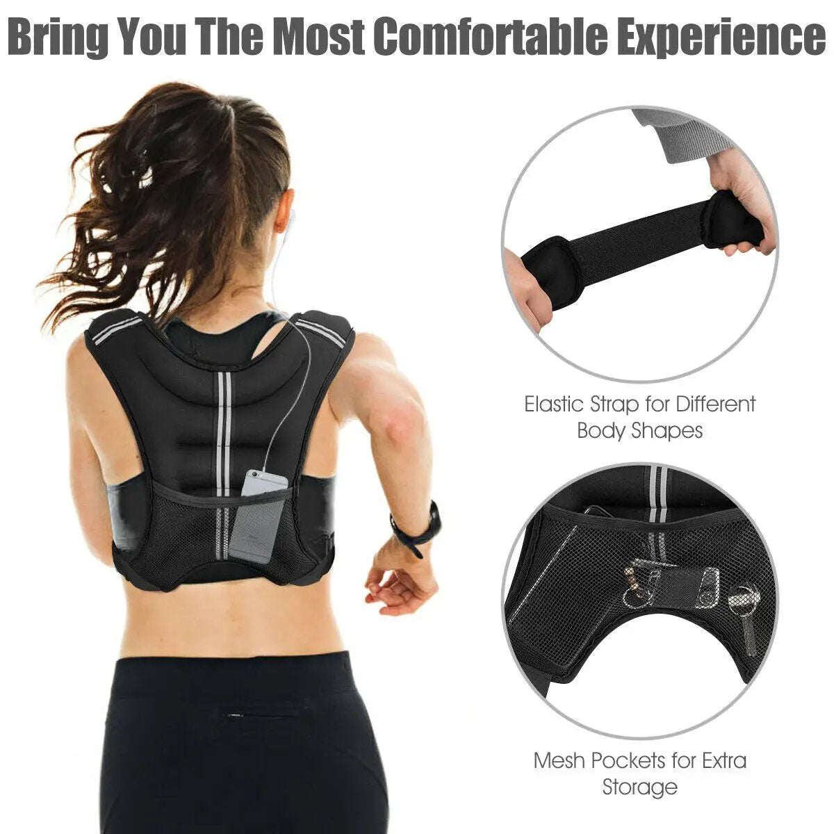 Training Weight Vest Workout Equipment with Adjustable Buckles and Mesh Bag by DirectDeals
