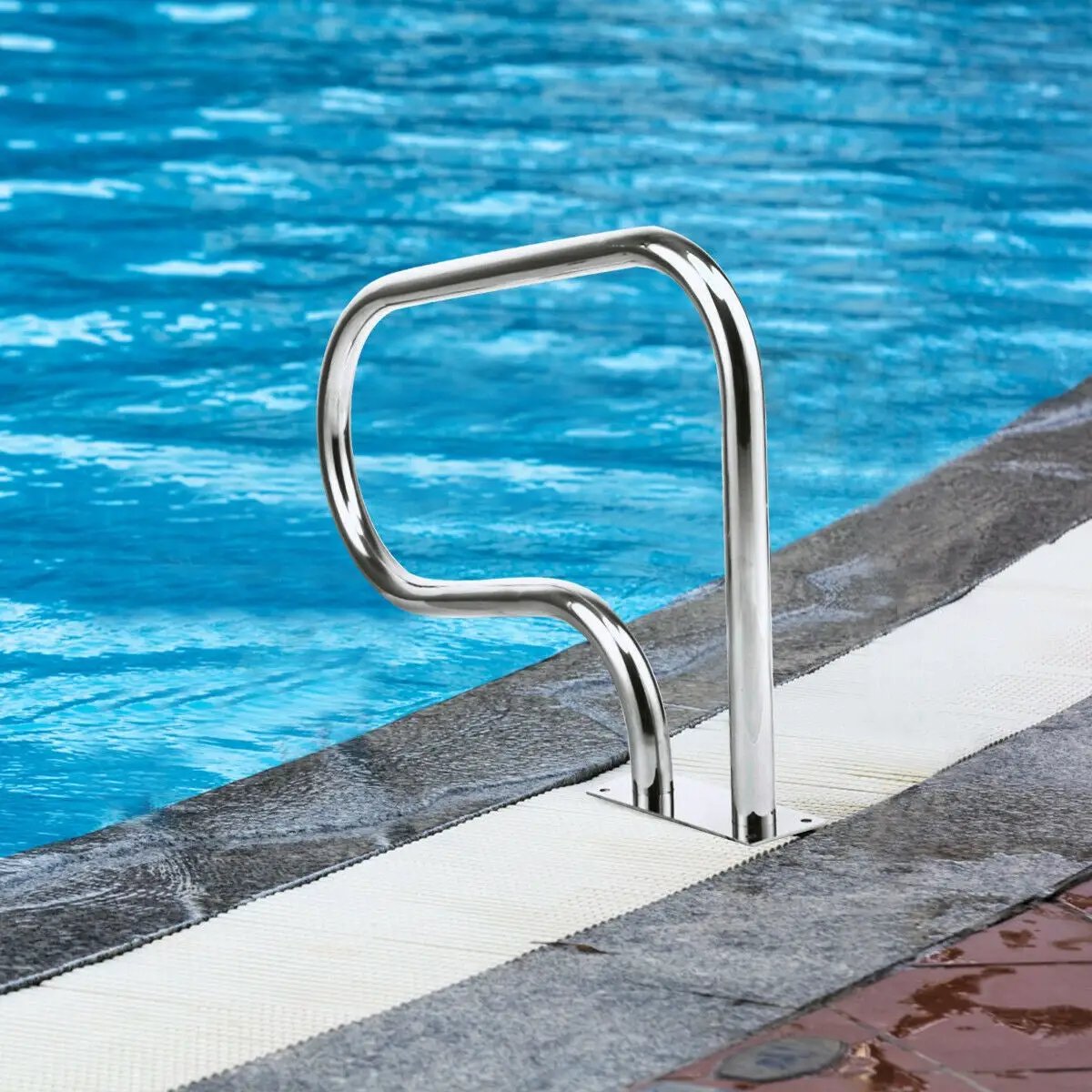 Stainless Steel Swimming Pool Hand Rail with Base Plate by DirectDeals