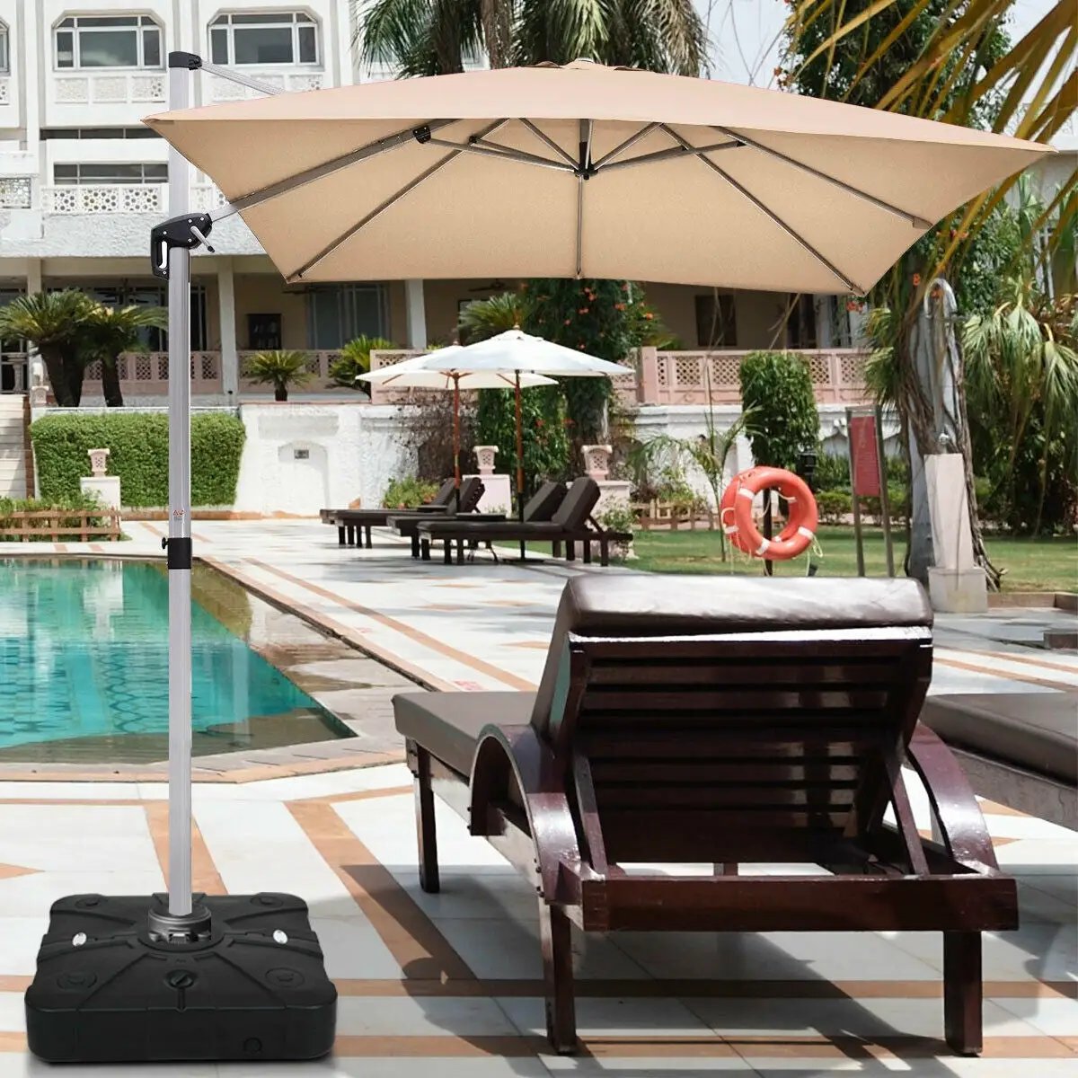 260 lbs Offset Patio Umbrella Base with Wheels Sand Water Filled by DirectDeals
