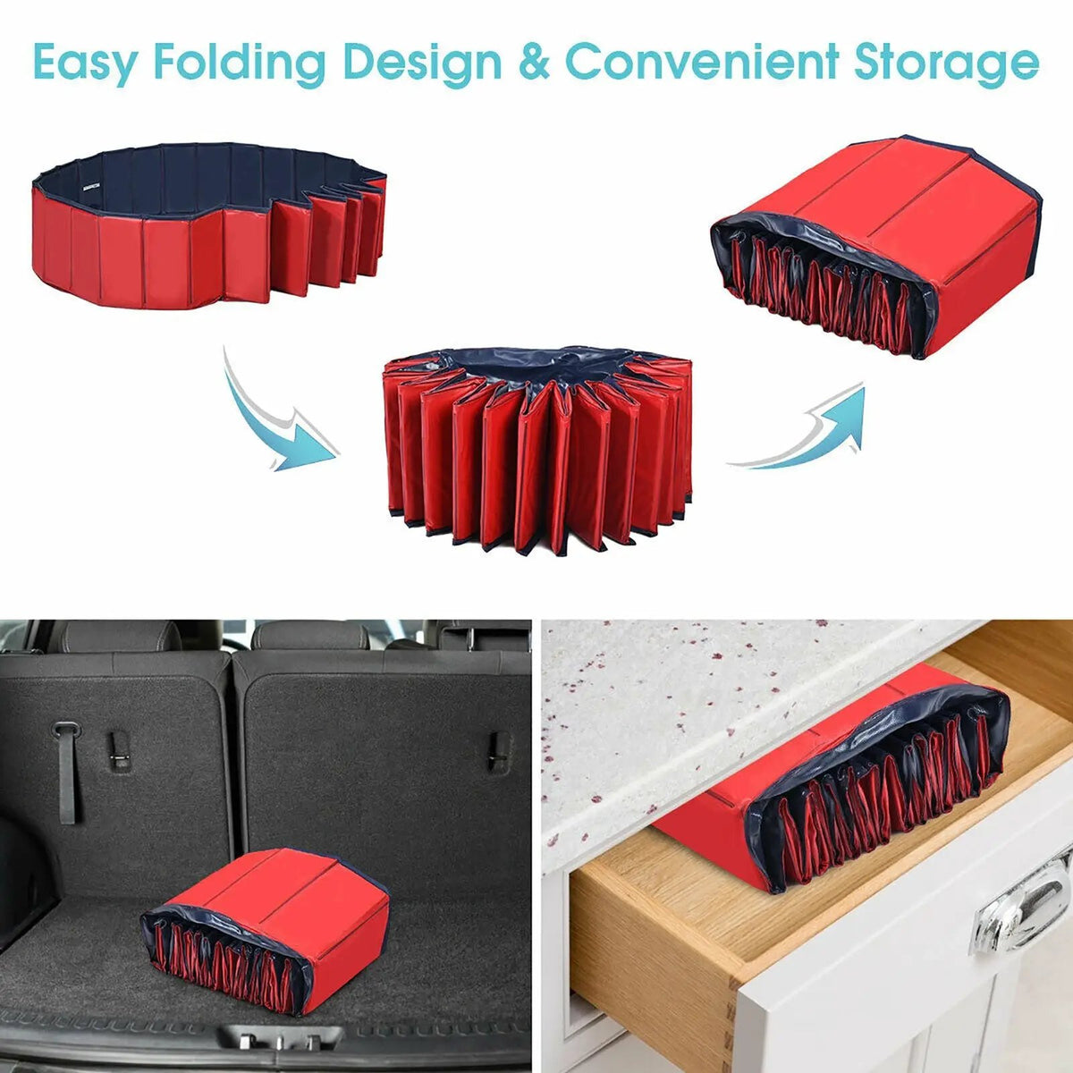 63 Inch Foldable Leakproof Dog Pet Pool Bathing Tub Kiddie Pool for Dogs Cats and Kids by DirectDeals