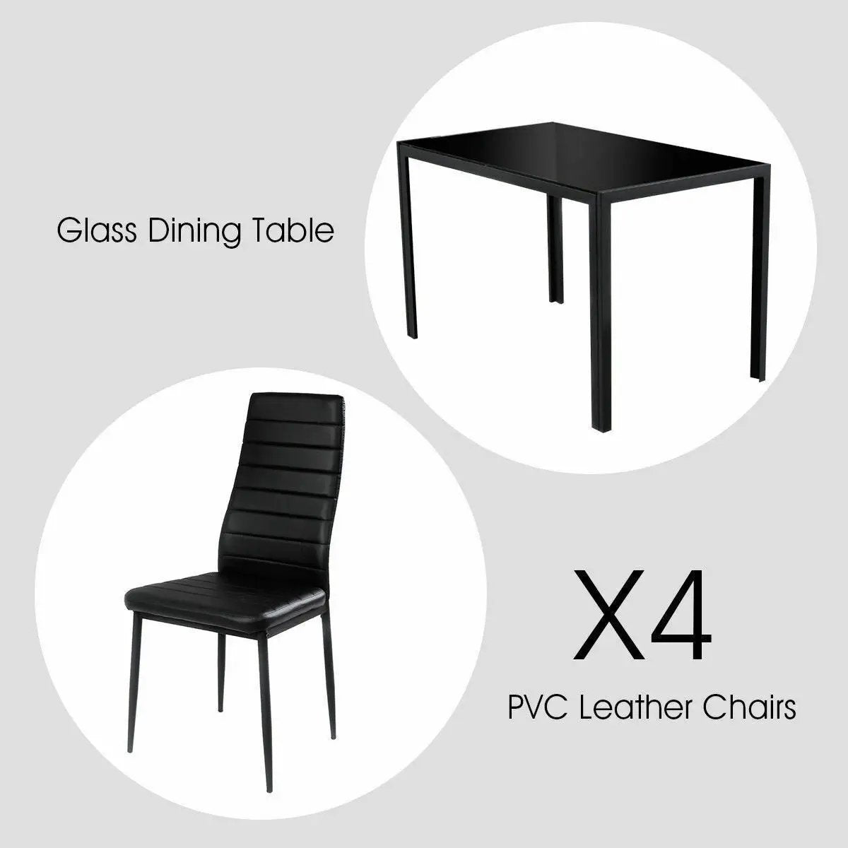 5 Pieces Metal Frame and Glass Tabletop Dining Set by DirectDeals