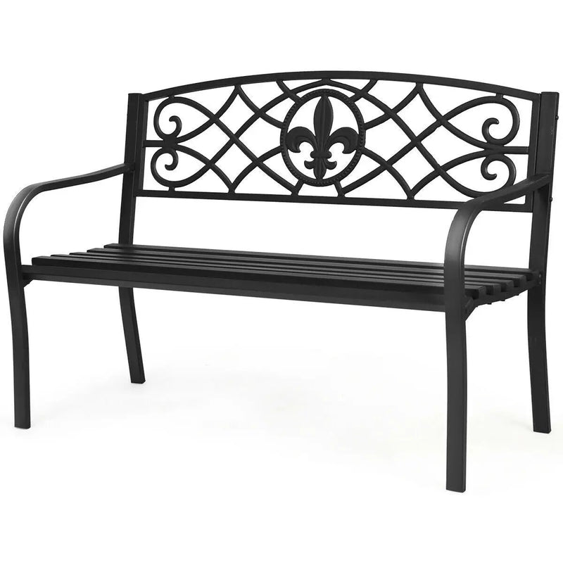 50 Inch Patio Heavy-Duty Metal Garden Bench by DirectDeals