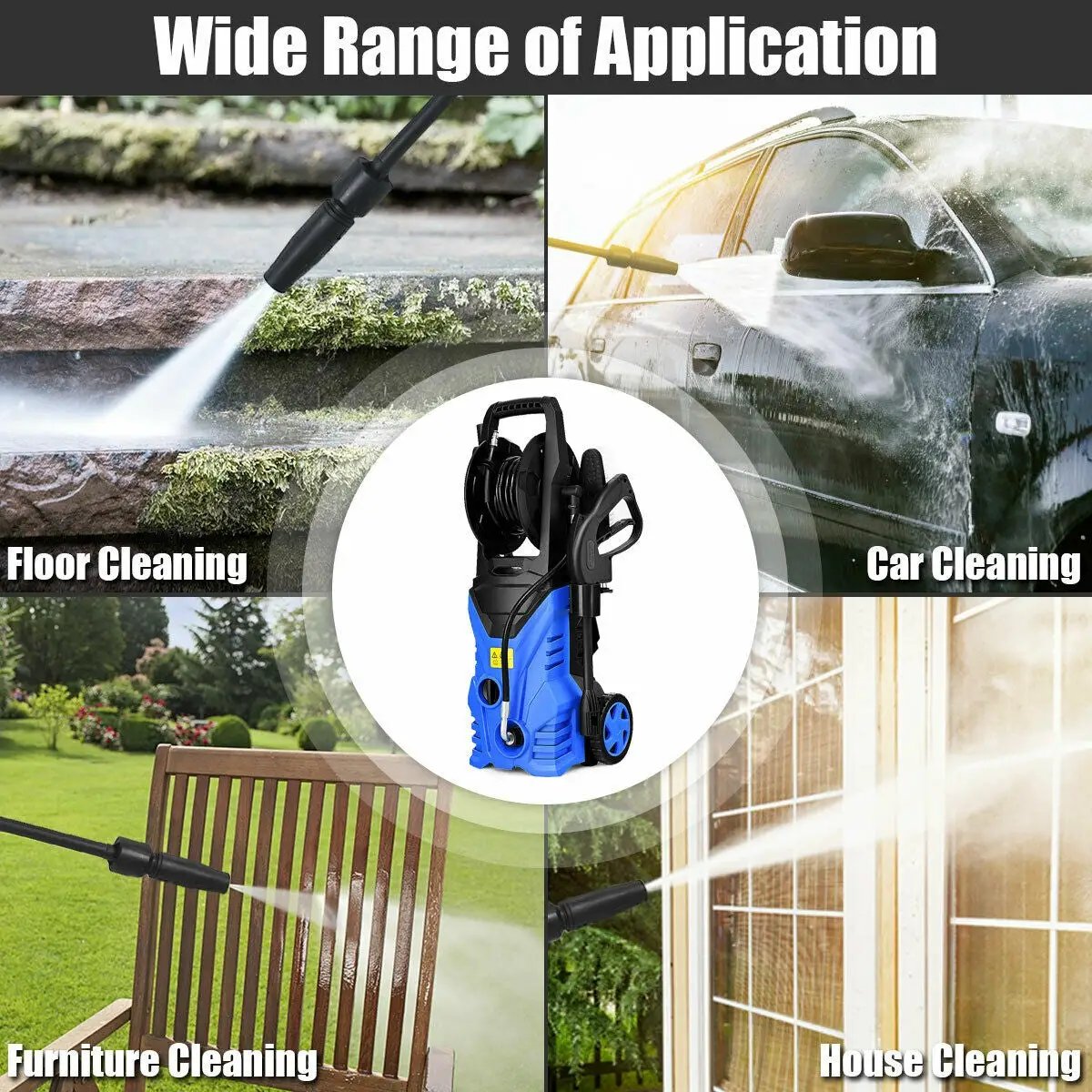 1800W 2030PSI Electric Pressure Washer Cleaner with Hose Reel by DirectDeals