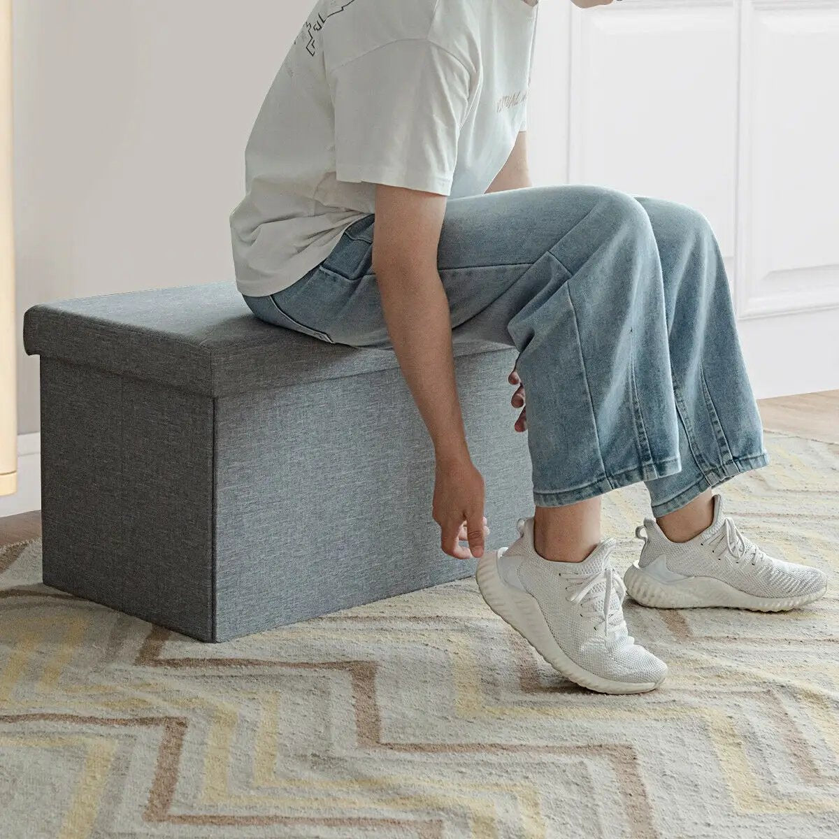 30 Inch Folding Storage Ottoman with Lift Top by DirectDeals